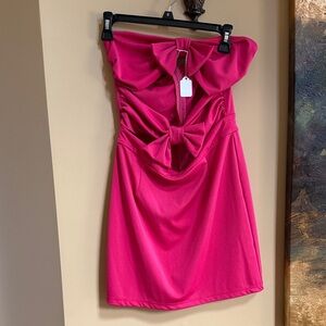 Elegant Pink Bow open front Dress